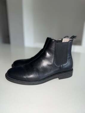 AllSaints Harley Black Leather Chelsea Boots Size 10